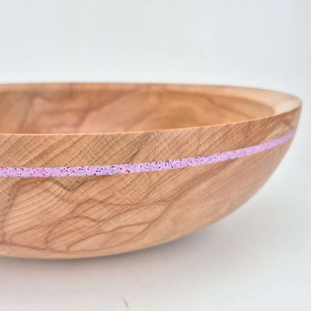 beech bowl with glass inlay