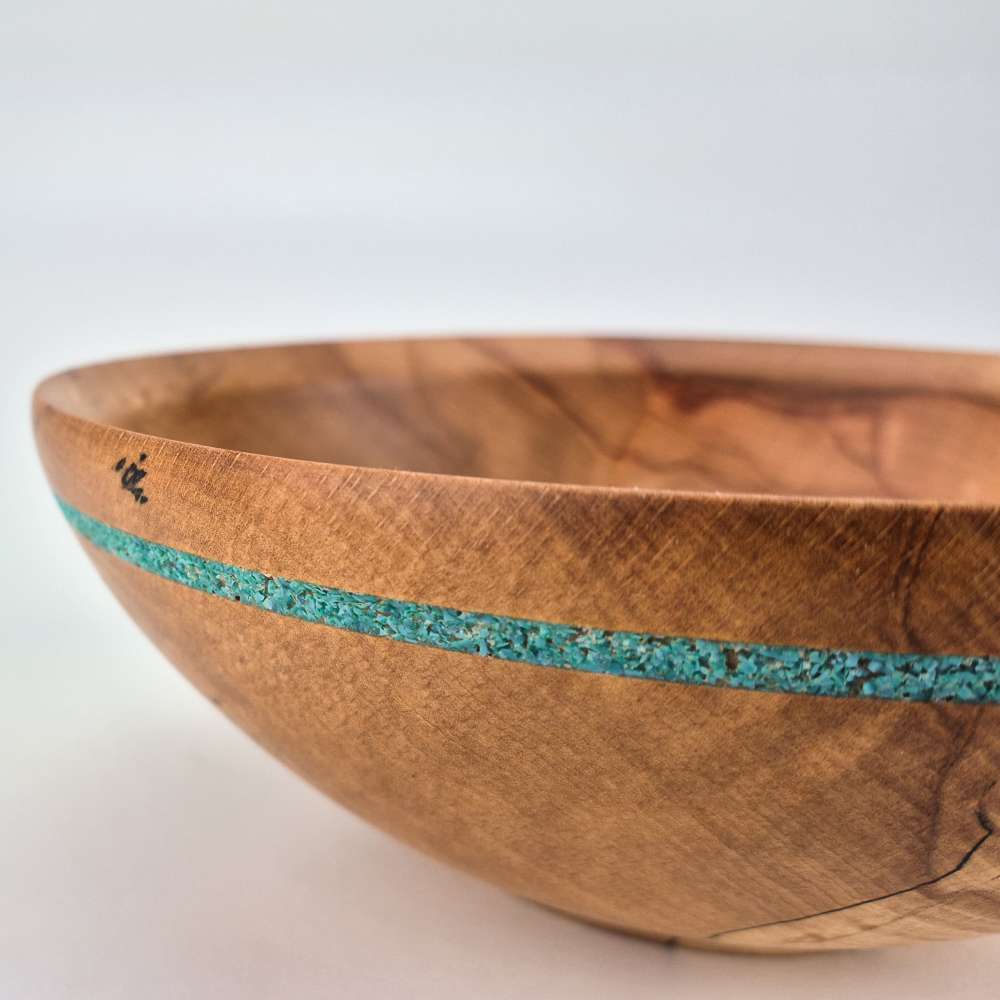 beech bowl with glass inlay