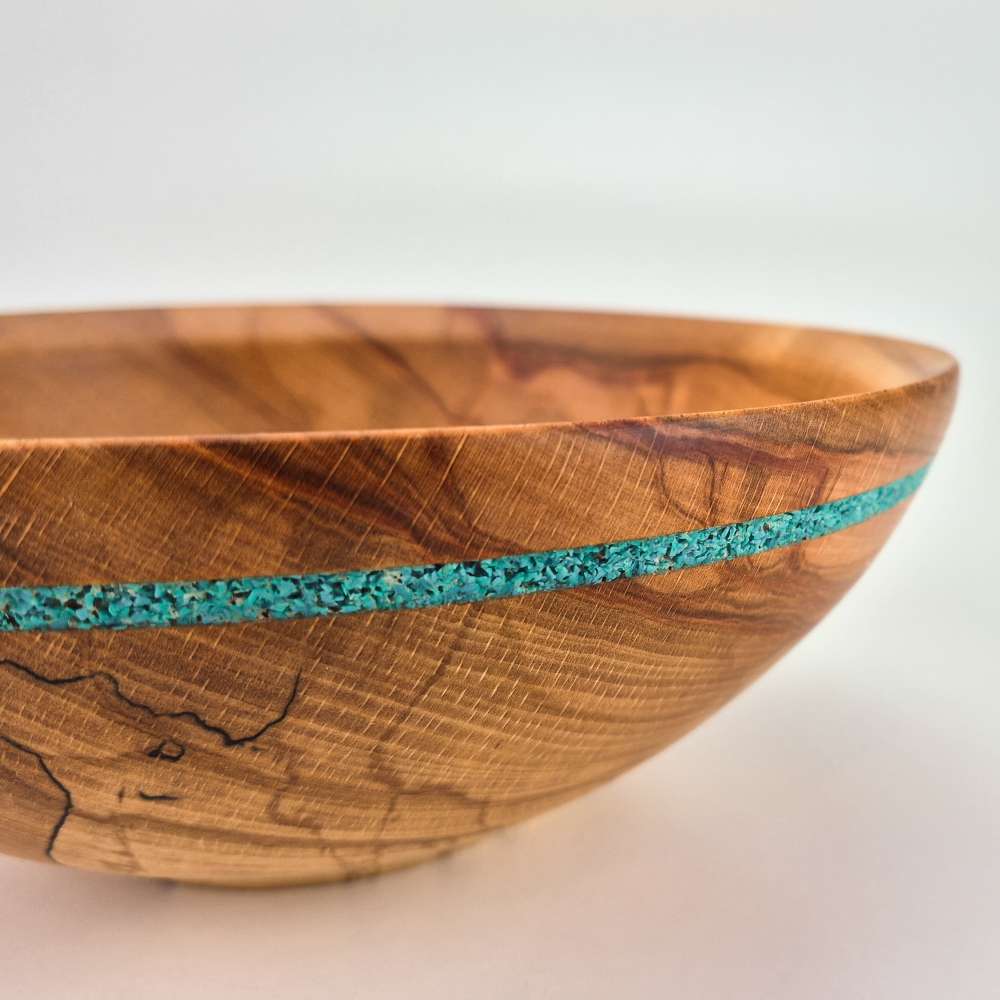 beech bowl with glass inlay