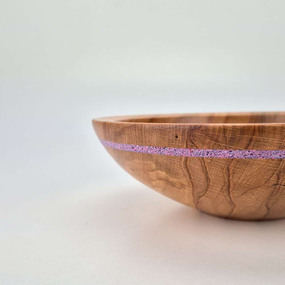 beech bowl with glass inlay
