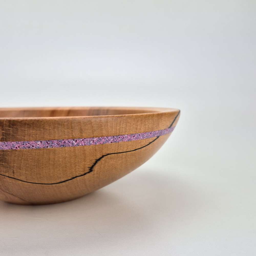 beech bowl with glass inlay