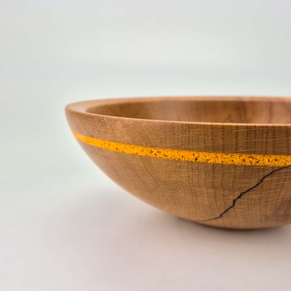 beech bowl with glass inlay