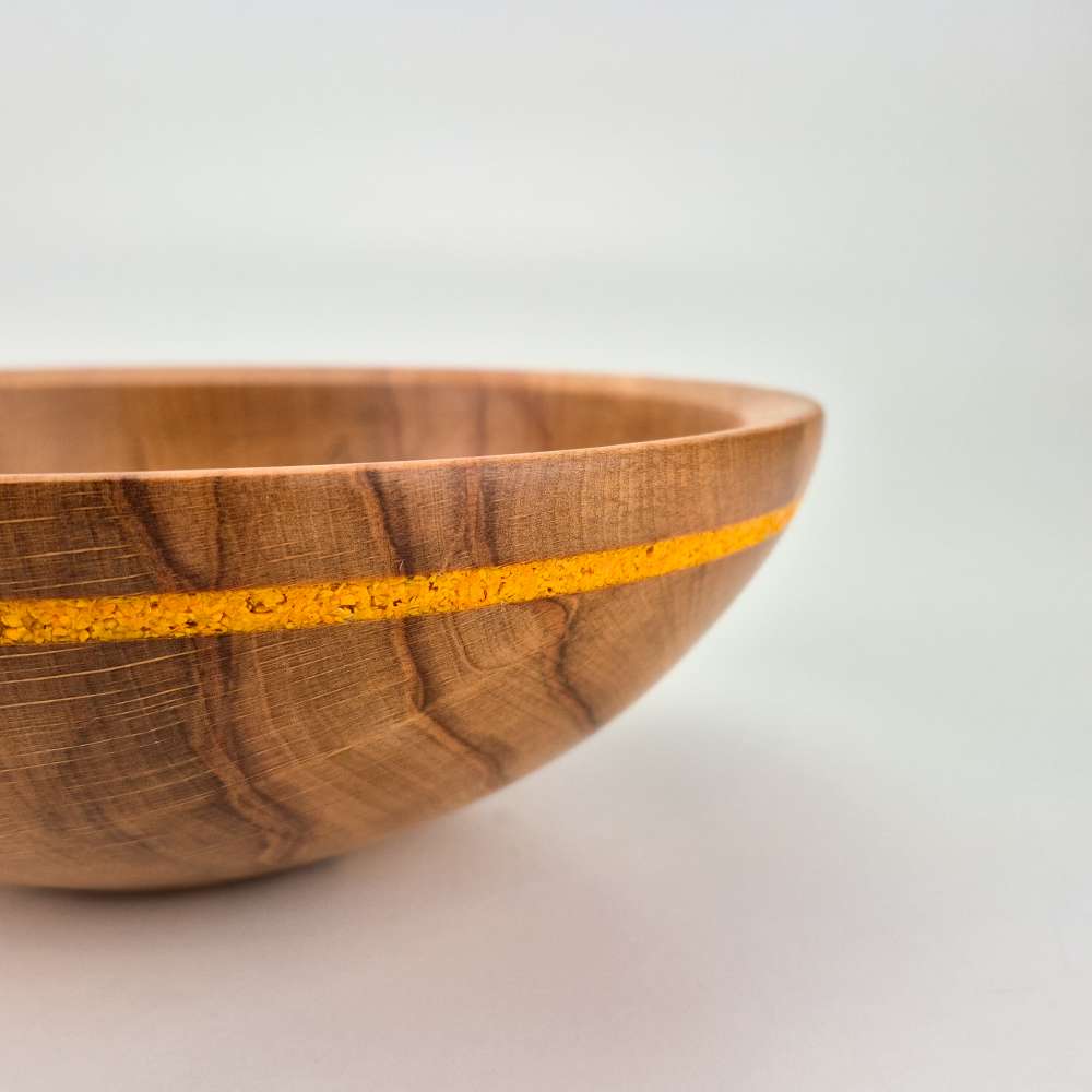 beech bowl with glass inlay