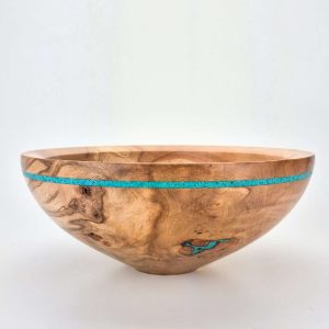 beech bowl with glass inlay